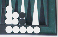 Close up of Amazon XXL Table - Tournament Backgammon Board, from Backgammon Shop - www.bgshop.com