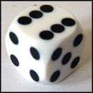 5/8 inches, white transparent precision dice with regular spots