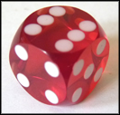 5/8 inches, dark red transparent precision dice with regular spots